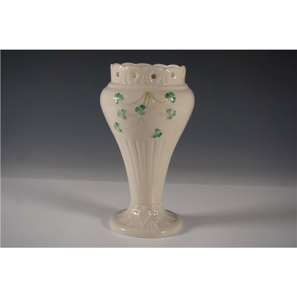 Belleek Porcelain Vase, Shamrock Design