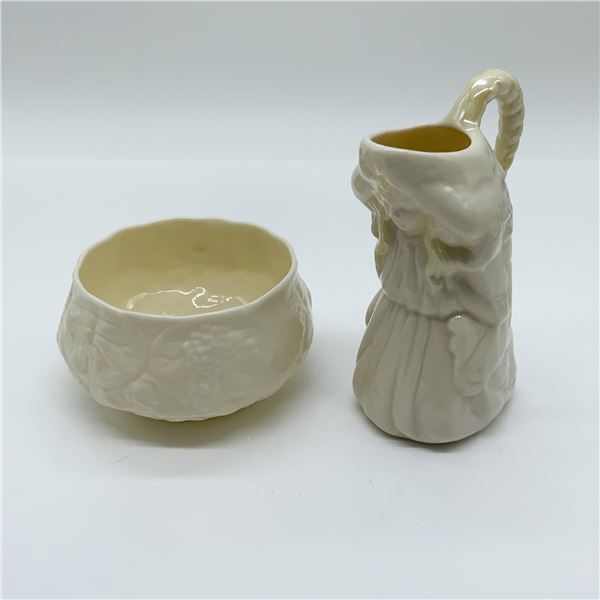 Belleek Undine Water Nymph Creamer and Sugar Bowl