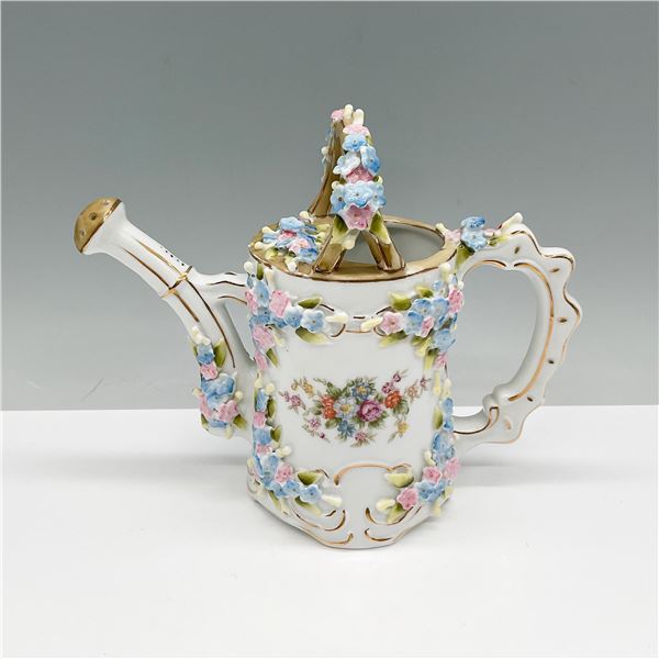 Dresden Porcelain Watering Can with Applied Flowers