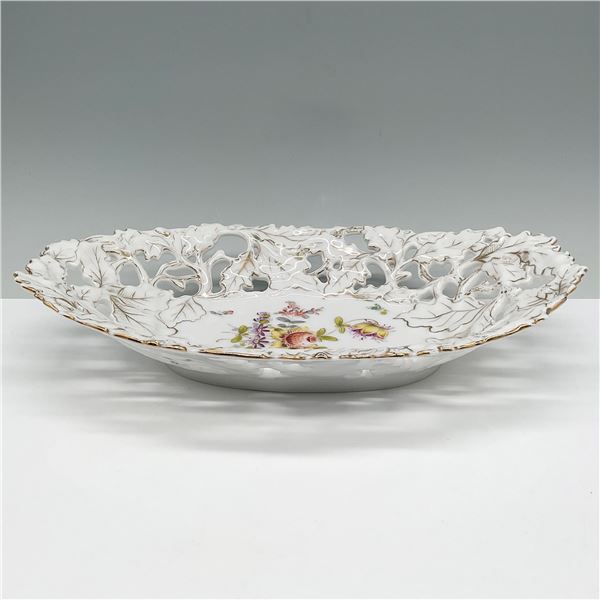 Dresden Reticulated Porcelain Bowl with Gilt Accents