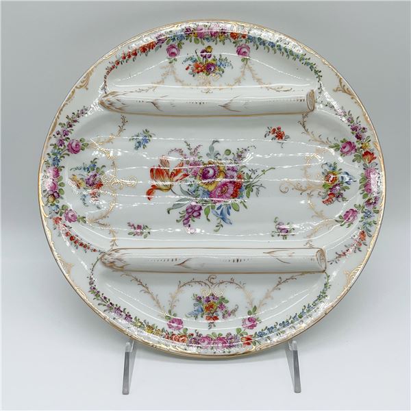 Dresden Porcelain Reticulated Plate, Floral Design