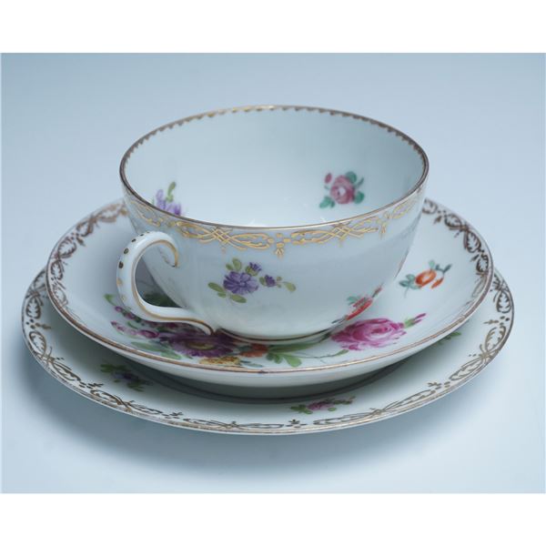 Dresden Floral Cup and Saucer Set with Dessert Plate