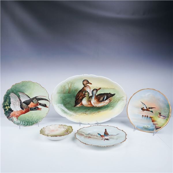 5pc Limoges China Plates, Signed