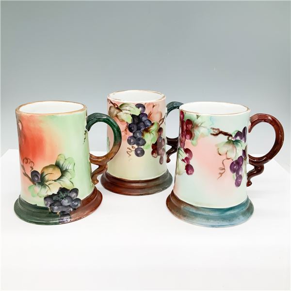 Rosenthal 3pc Hand Painted Porcelain Grapes Tankard Set