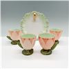 Image 1 : 5pc Majolica Floral Cup and Tray Set