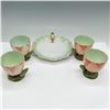 Image 2 : 5pc Majolica Floral Cup and Tray Set