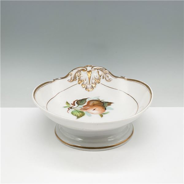 Hand-Painted Porcelain Compote Bowl with Gilded Accents