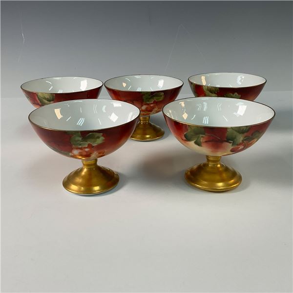 5pc P.H. Leonard Hand Painted Redcurrants Punch Cups