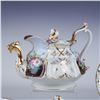 Image 2 : Porcelain Tea Set, 11pc, Hand-Painted Floral Design