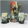 Image 1 : 3pc Hand Painted Tankard and Mugs, Grapes and Blackberry Mot
