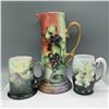 Image 2 : 3pc Hand Painted Tankard and Mugs, Grapes and Blackberry Mot