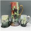 Image 3 : 3pc Hand Painted Tankard and Mugs, Grapes and Blackberry Mot