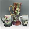 Image 5 : 3pc Hand Painted Tankard and Mugs, Grapes and Blackberry Mot