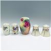 Image 1 : 5pc Hand Painted Salt and Pepper Shakers with Muffineer