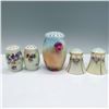 Image 2 : 5pc Hand Painted Salt and Pepper Shakers with Muffineer