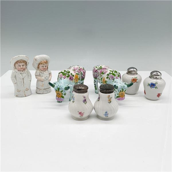 8pc Assorted Porcelain, Ceramic Salt & Pepper Shakers