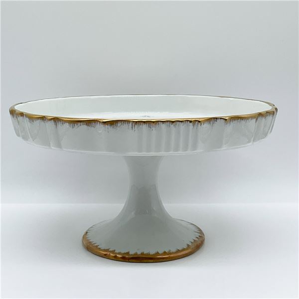 Porcelain of France Pedestal Cake Stand, Gilt Floral Design