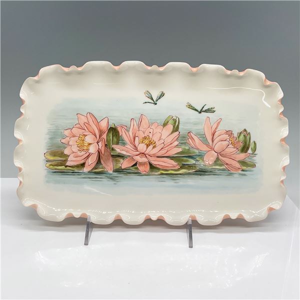 Hand-Painted Porcelain Tray with Water Lilies