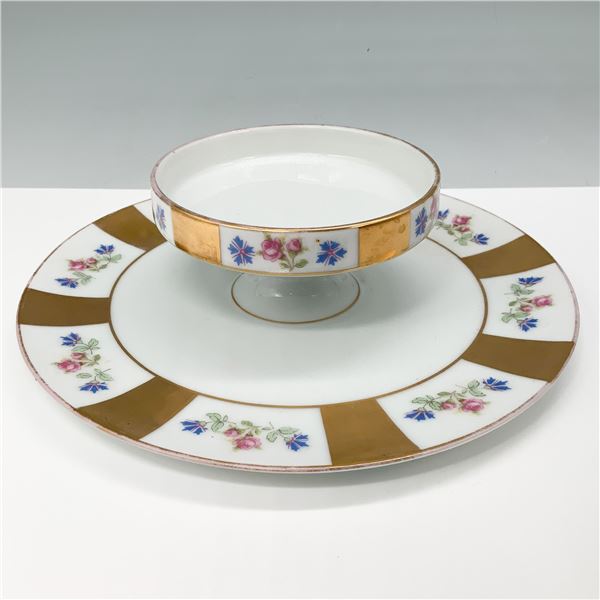 Victoria Austria China Tiered Serving Dish, Floral Gilt