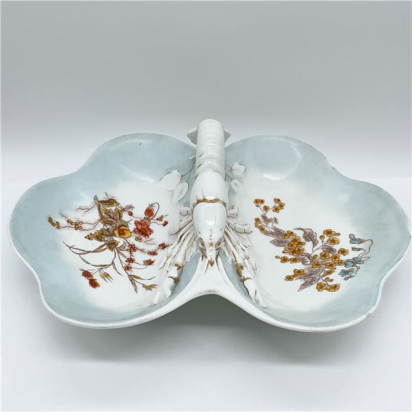Porcelain Divided Serving Dish, Lobster Motif