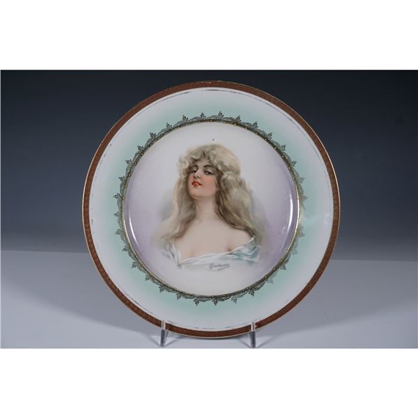 Antique Austrian Porcelain Portrait Wall Plate, Constance