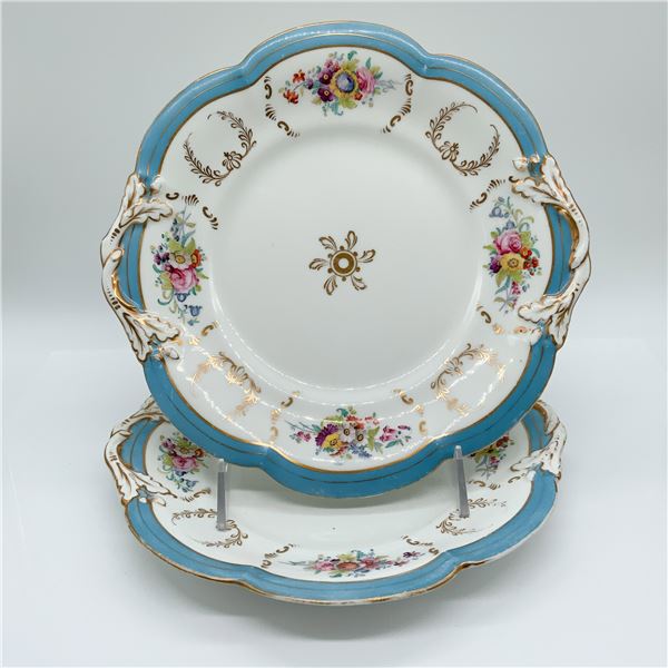 2pc Porcelain Serving Plates, Floral and Gilded
