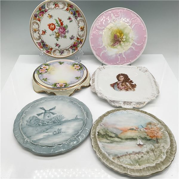 6pc Antique and Vintage Porcelain Trivet Plates Collection