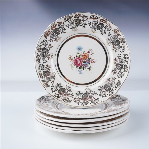 6pc Alfred Meakin Golden Posy Bread Plates