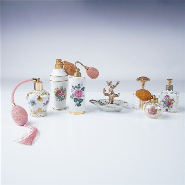 7pc Vintage Perfume Bottles and Jewelry Tray