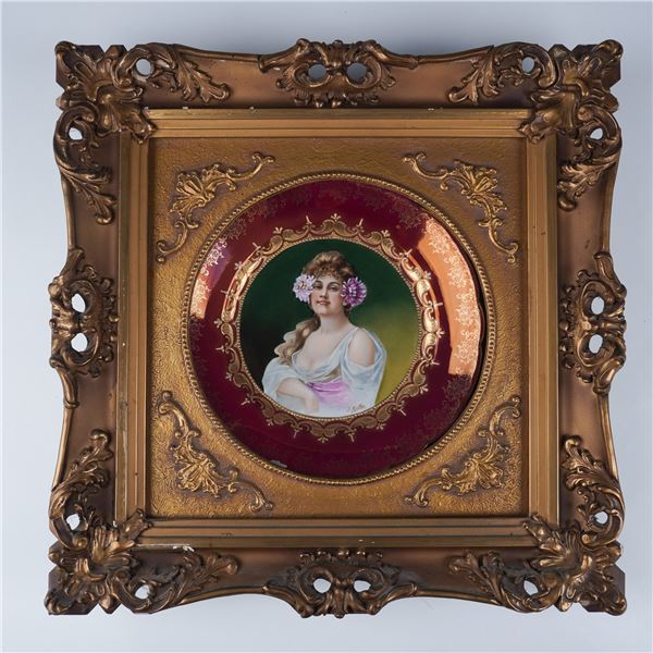 Jan Muller Porcelain Plaque in Ornate Gilt Frame