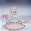 Image 1 : 4pc Porcelain Gilded Pink & White Serving Set