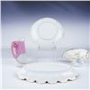 Image 5 : 4pc Porcelain Gilded Pink & White Serving Set