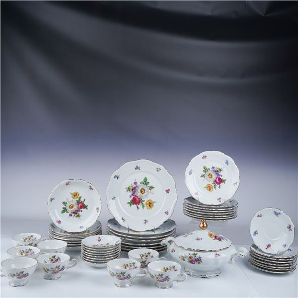 49pc Mitterteich Meissen Floral Porcelain Dinnerware Set