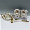 Image 2 : 4pc Porcelain Floral Match Holder and Brass Candle Snuffer