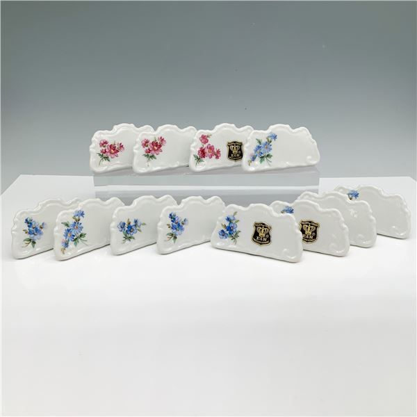 12pc West Germany Floral Porcelain Place Card Holders