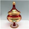 Image 1 : Bohemian Ruby Red Glass and Gold Covered Compote