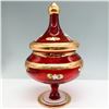 Image 2 : Bohemian Ruby Red Glass and Gold Covered Compote