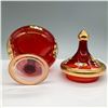 Image 3 : Bohemian Ruby Red Glass and Gold Covered Compote