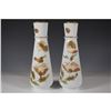 Image 1 : Pair of Hand Painted Opaline Glass Vases with Gilded Floral
