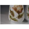 Image 4 : Pair of Hand Painted Opaline Glass Vases with Gilded Floral