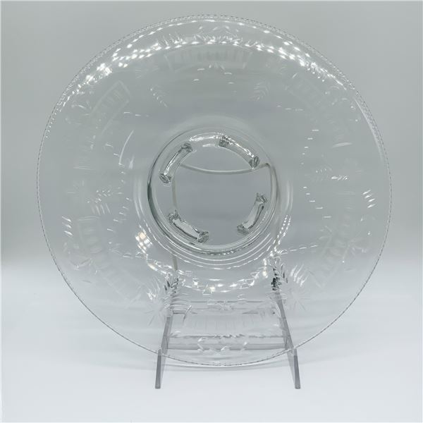 Etched Glass Centerpiece Plate, Floral Design