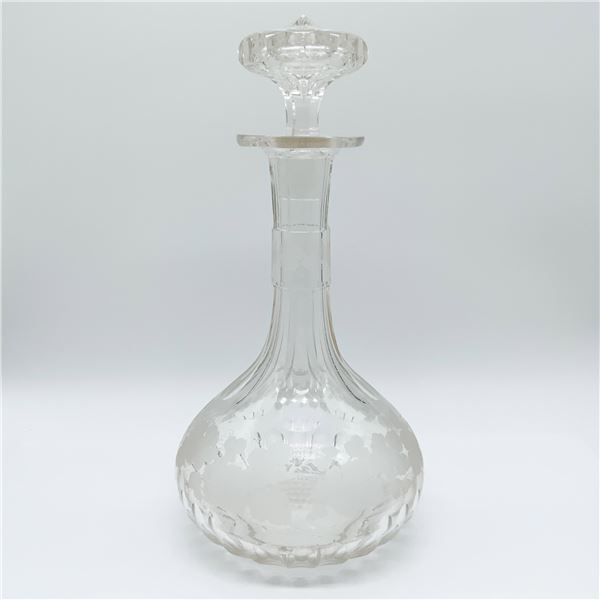 Vintage  Cut Glass Decanter with Stopper