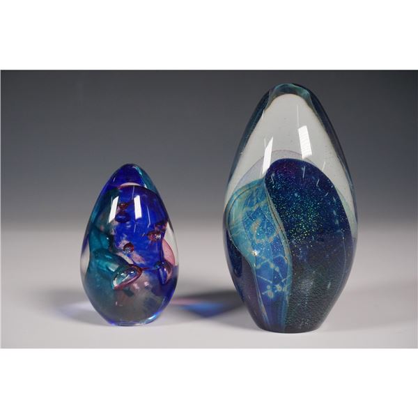 2pc Multicolor Glass Paperweights, GES and Eickholt