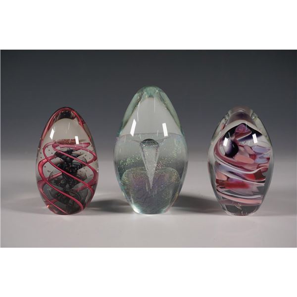 3pc Art Glass Paperweight Collection