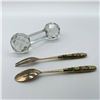 Image 3 : 3pc Crystal Knife Rest and Gold-Plated Utensils