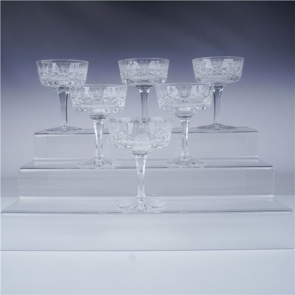 6pc Crystal Sherbet/Champagne Glasses, Multi-Sided Stems