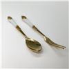Image 2 : Gold-Tone Stainless Steel Dessert Spoon and Fork Set