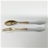Image 3 : Gold-Tone Stainless Steel Dessert Spoon and Fork Set