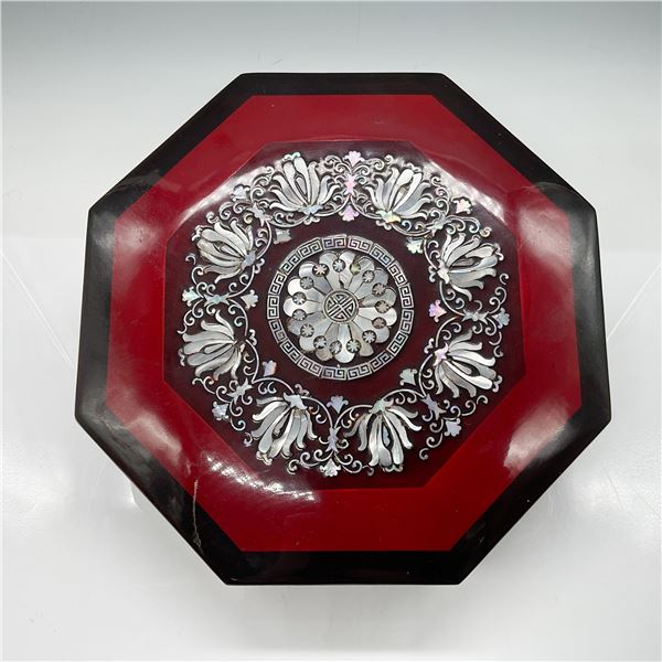 Japanese Lacquered Bento Box with Mother of Pearl Inlay