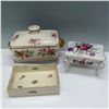 Image 1 : 3pc German Porcelain Floral Vanity Box Set